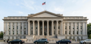 U.S. Treasury Building in Washington D.C. representing Treasury yields and fixed income market analysis for January 2026